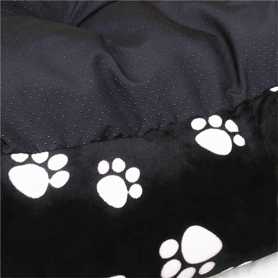 Black Dog Bed with Paw Print for Extra Large XXL Dogs