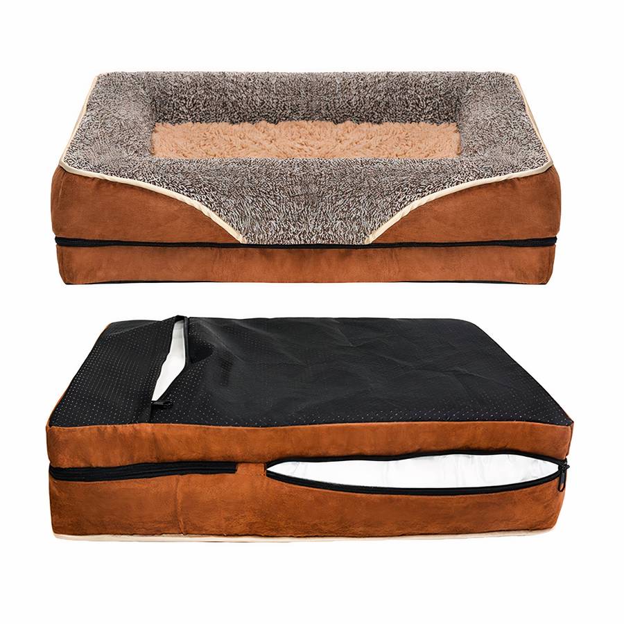 Elegant Brown and Beige Dog Sofa Pet Couch Bed