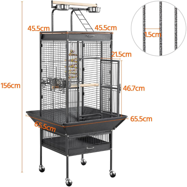 Bird Cage Aviary - 18in W x 14in D x 39in H Large Indoor Outdoor Birdcage