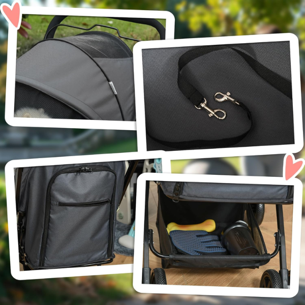 Dog Stroller with 4 Swivel Wheels Pet Jogger for Small Dogs Mobile Puppy Carrier