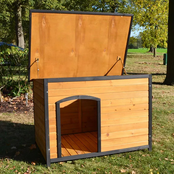 Large Outdoor Pine Wood Dog House with Opening Roof 88x31x32 Inch XL Durable Pet Shelter