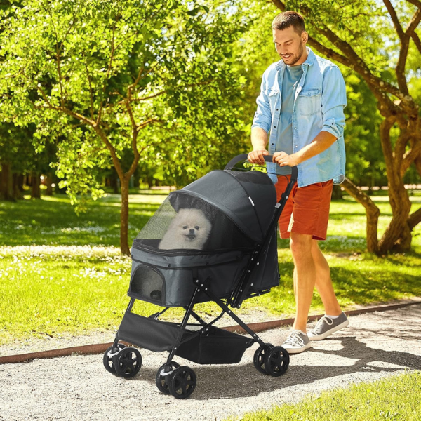 Dog Stroller with 4 Swivel Wheels Pet Jogger for Small Dogs Mobile Puppy Carrier