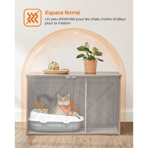Cat Litter Box Furniture with Removable Divider - Cat Toilet House