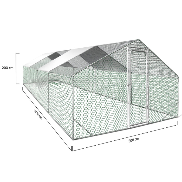 Chicken Coop - 24 Sq Ft Chicken Run Enclosure Galvanized Steel