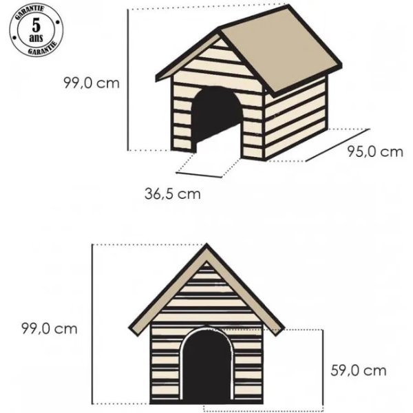 Beige and Brown Plastic Dog House 39 x 37 x 39 inches Durable Outdoor Pet Kennel