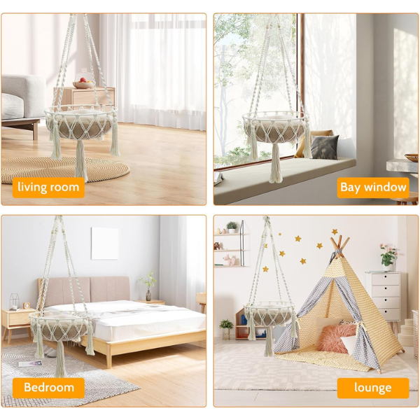 Bohemian Wicker Hanging Cat Bed Natural Rattan Pet Hammock