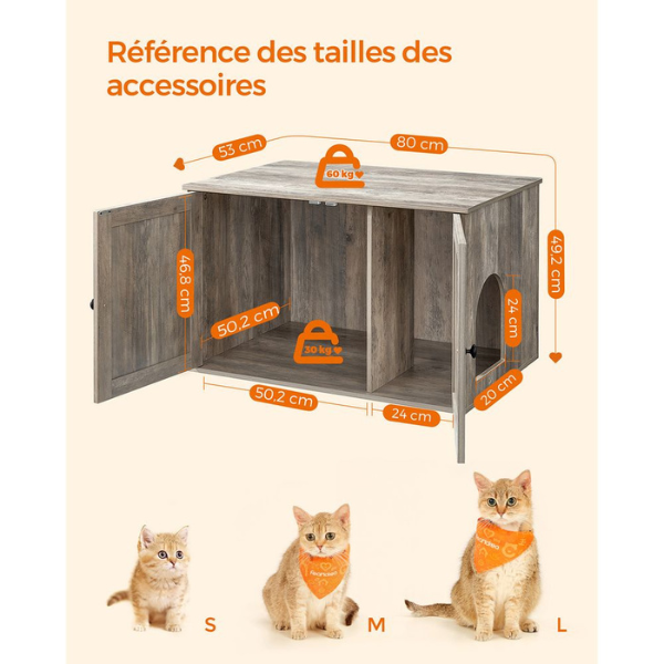 Cat Litter Box Furniture with Removable Divider - Cat Toilet House
