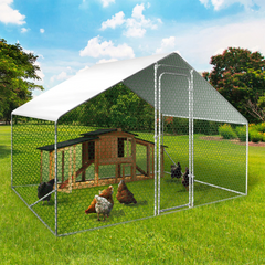 6ft x 10ft Chicken Coop Run 65 sqft Galvanized Steel Wire Mesh Enclosure