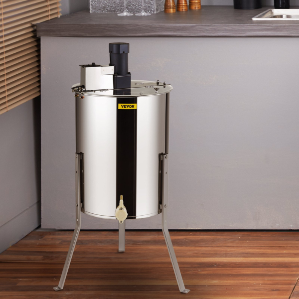 Electric Stainless Steel Honey Extractor 4-8 Frame Centrifuge Honey Separator with Lid 140W Adjustable Height Beekeeping Equipment