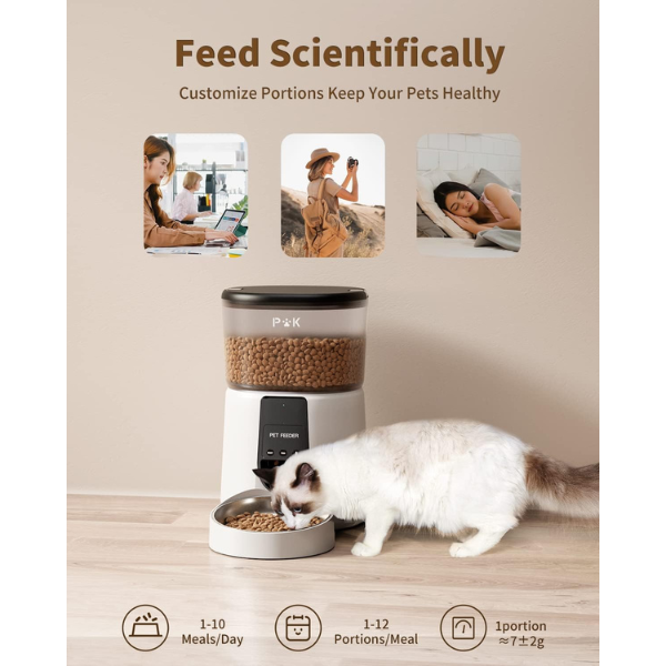 Smart Automatic Cat Feeder Connected WiFi Pet Food Dispenser for Cats