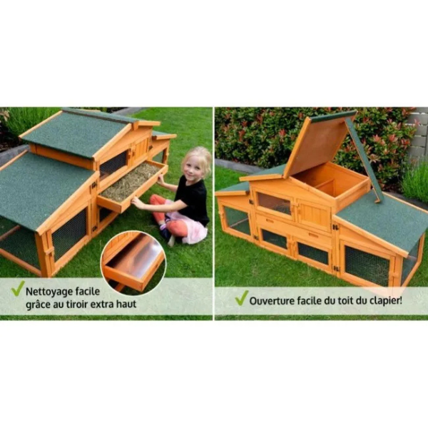 Outdoor Rabbit Hutch Cage 185x51x75cm Large Small Pet Bunny Enclosure