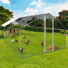 18 sq ft Chicken Coop Run 6x3 ft Galvanized Steel Poultry Pen Enclosure