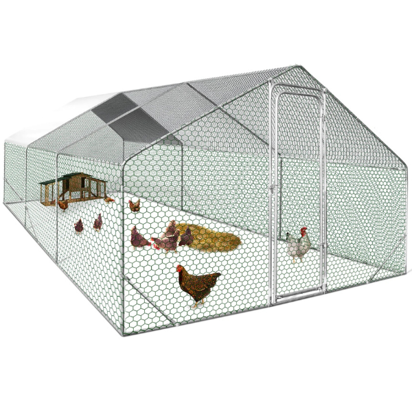 18 sq ft Chicken Coop Run 6x3 ft Galvanized Steel Poultry Pen Enclosure