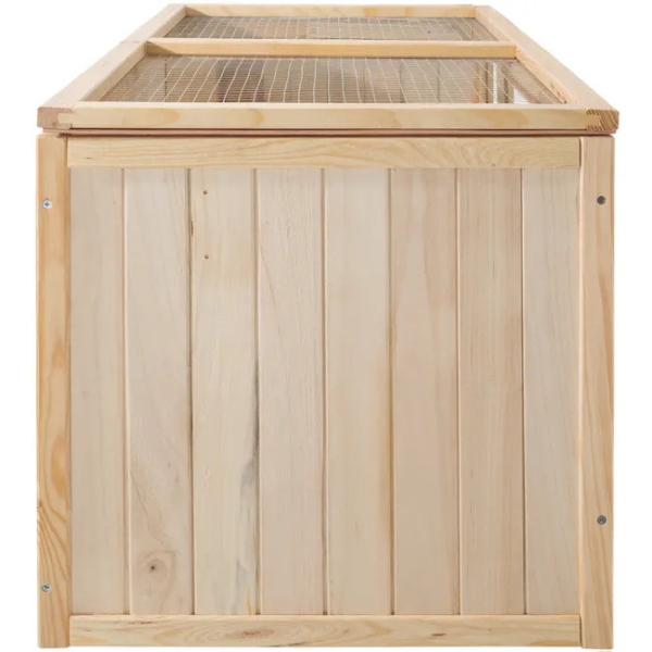 Wooden Small Animal Cage with Wire Mesh Roof and Opening Top