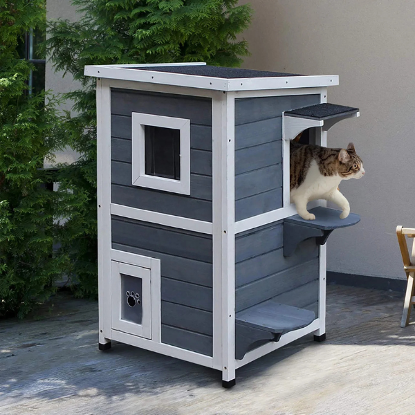 Weatherproof Outdoor Cat House Durable Pet Shelter for Cats