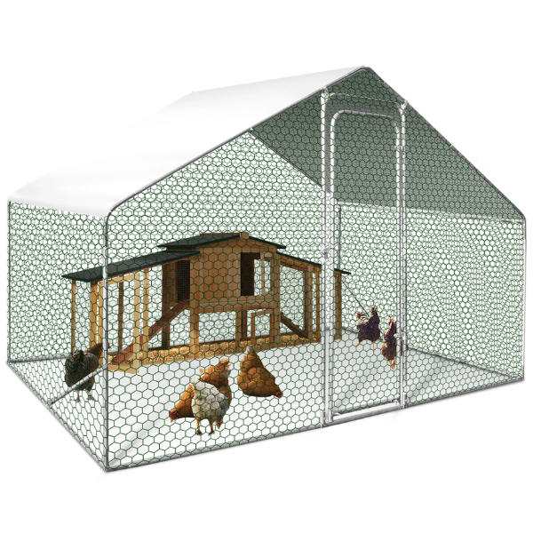 6ft x 10ft Chicken Coop Run 65 sqft Galvanized Steel Wire Mesh Enclosure