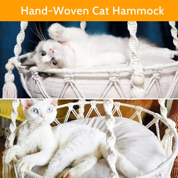 Bohemian Wicker Hanging Cat Bed Natural Rattan Pet Hammock