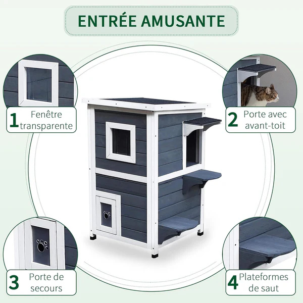 Weatherproof Outdoor Cat House Durable Pet Shelter for Cats