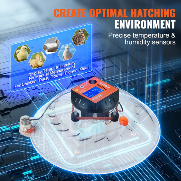 Automatic Egg Incubator with Auto Turn Function 48 Eggs Temperature and Humidity Control