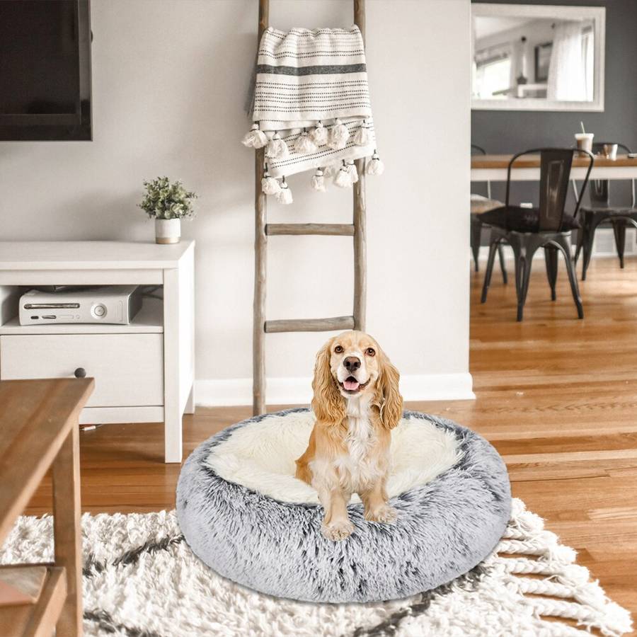 XXL Gray Cotton and Plush Dog Bed Basket Extra Large Pet Bed