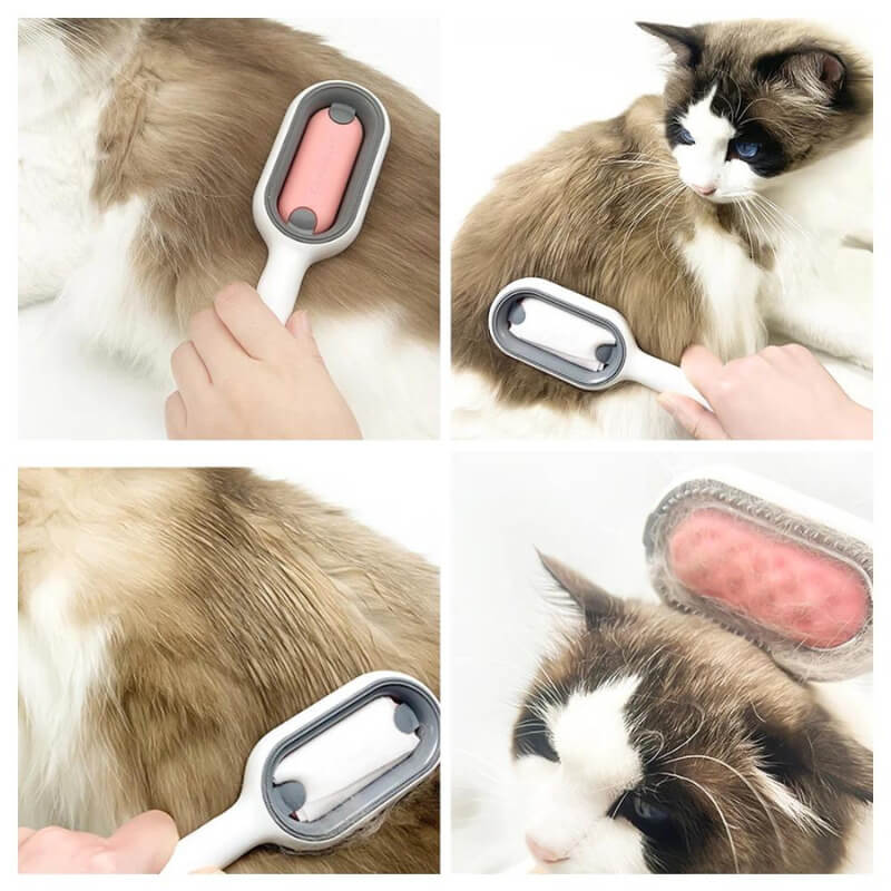 Double-Sided Cat Grooming Brush Soft and Firm Bristles for Shedding Control
