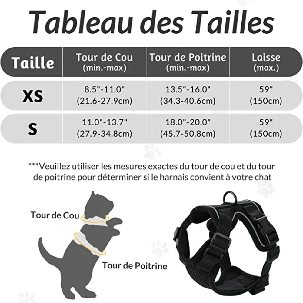 Escape Proof Cat Harness Adjustable No Escape Cat Harness for Outdoor Safety