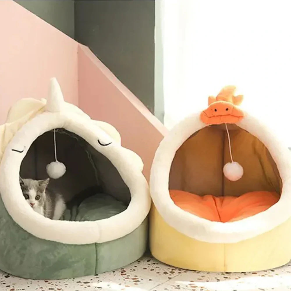 Soft Cat Bed Cozy Pet Basket for Cats Plush Cushion Pet Sleeping Basket