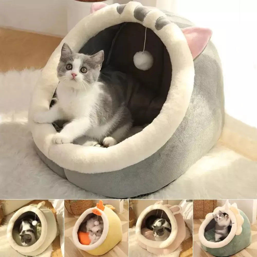 Soft Cat Bed Cozy Pet Basket for Cats Plush Cushion Pet Sleeping Basket