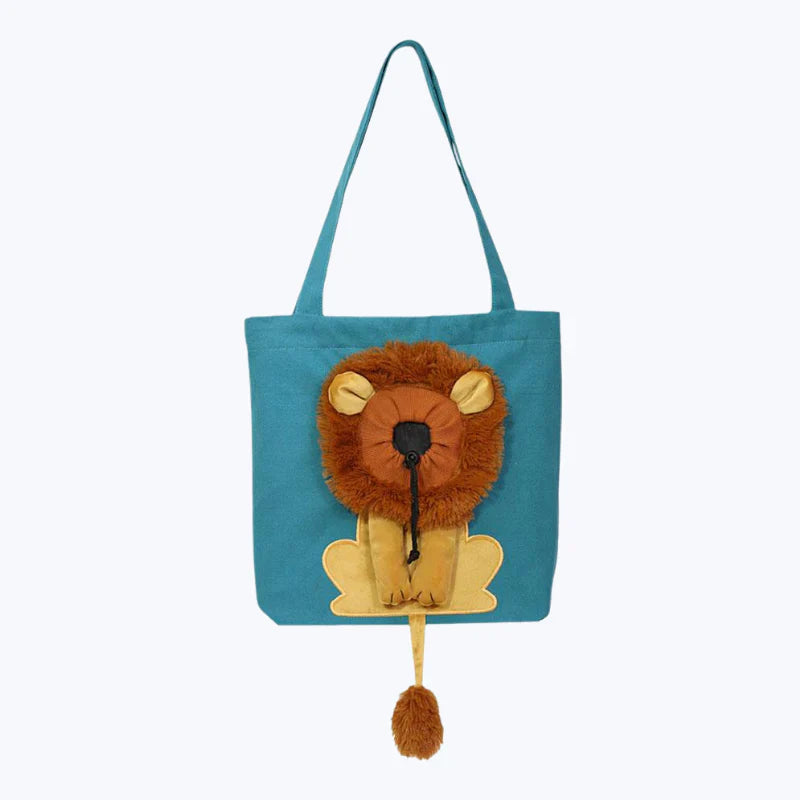 Lion Motif Cat Tote Bag Cute Animal Print Canvas Shopper Bag
