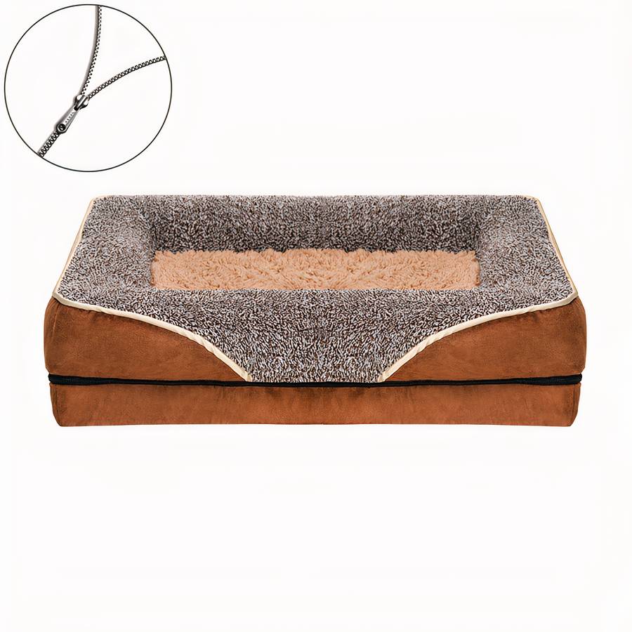 Elegant Brown and Beige Dog Sofa Pet Couch Bed