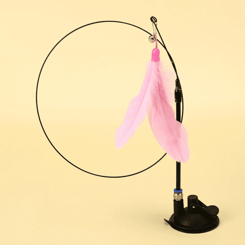 Cat Fishing Rod Toy with Suction Cup Interactive Cat Teaser Toy