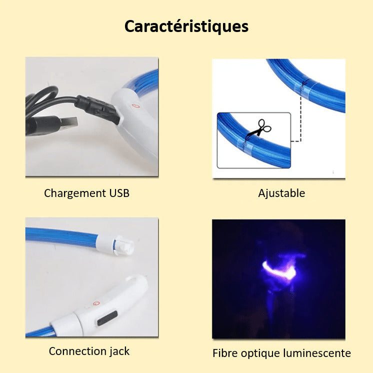 LED Dog Collar Light Up Waterproof Rechargeable Safety Collar for Night Walking