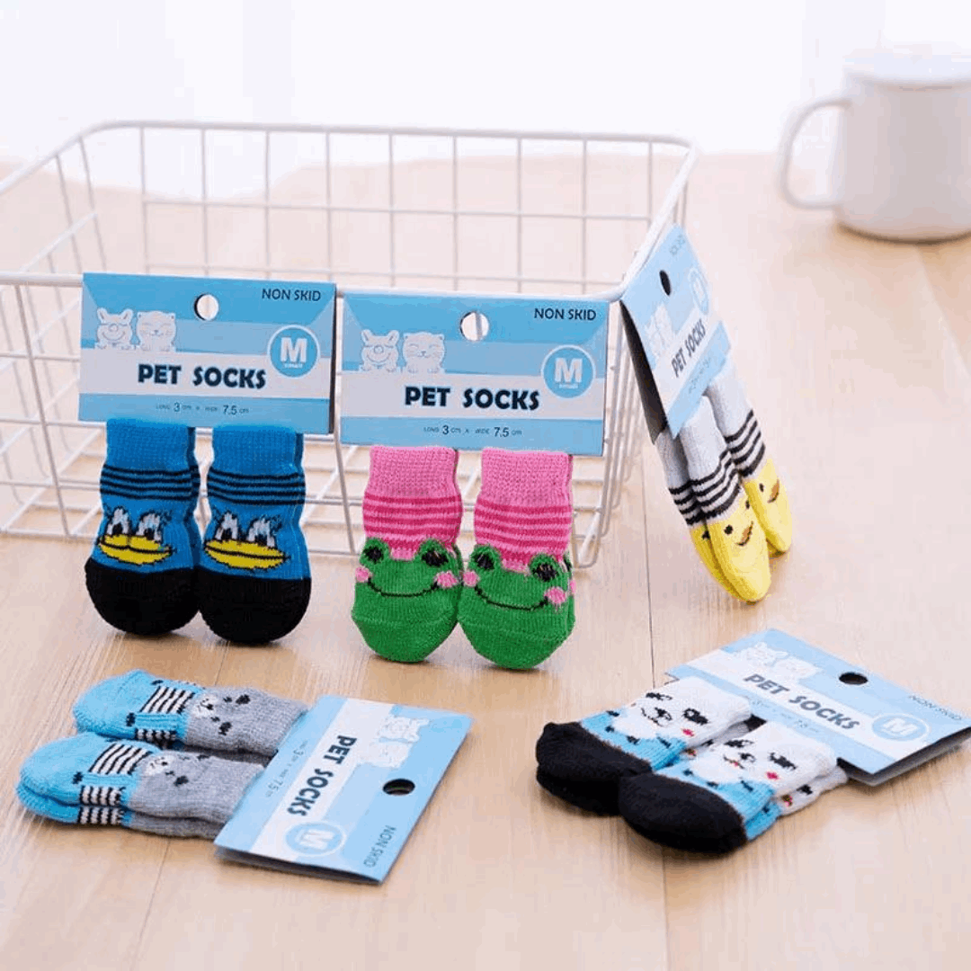 Dog Socks Non Slip Blue Frog Pattern Pet Sock Shoes