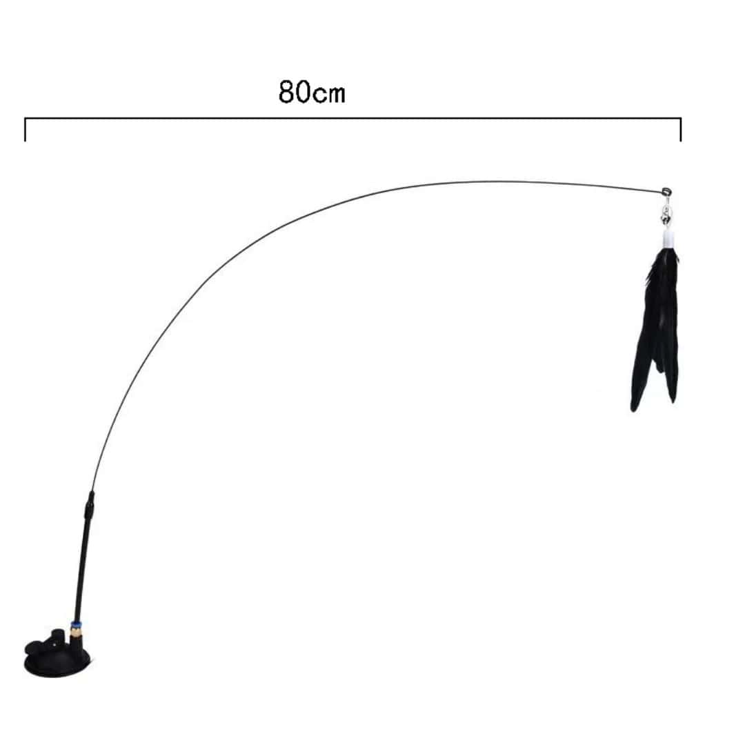 Cat Fishing Rod Toy with Suction Cup Interactive Cat Teaser Toy