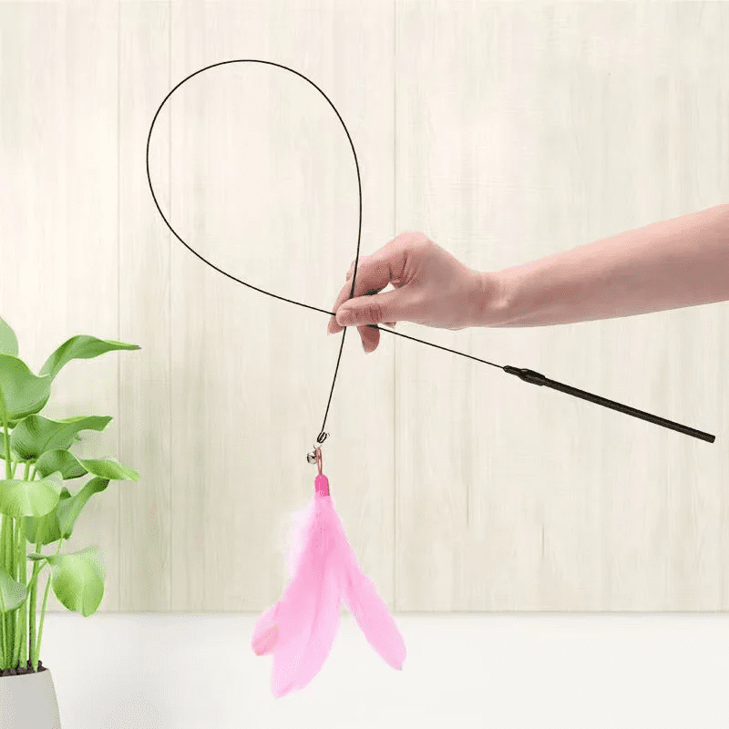 Cat Fishing Rod Toy with Suction Cup Interactive Cat Teaser Toy