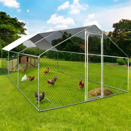 Galvanized Steel Chicken Coop Run Enclosure 65 to 193 Sq Ft Wire Mesh Chicken Pen