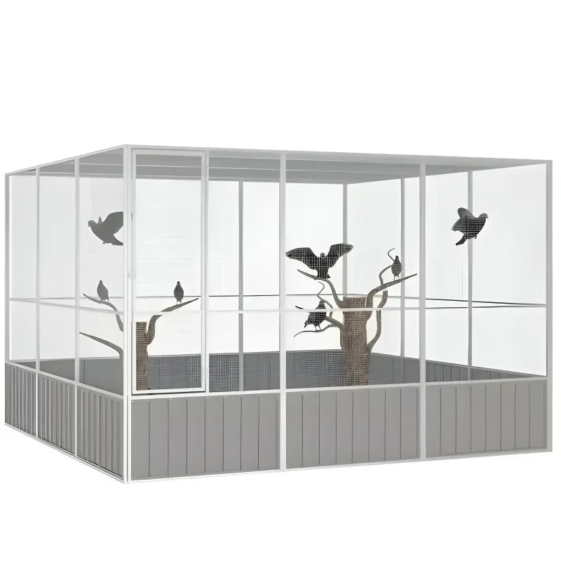 Cage à oiseaux - Cage extérieur Gris 302,5x324,5x211,5 cm Acier galvanisé