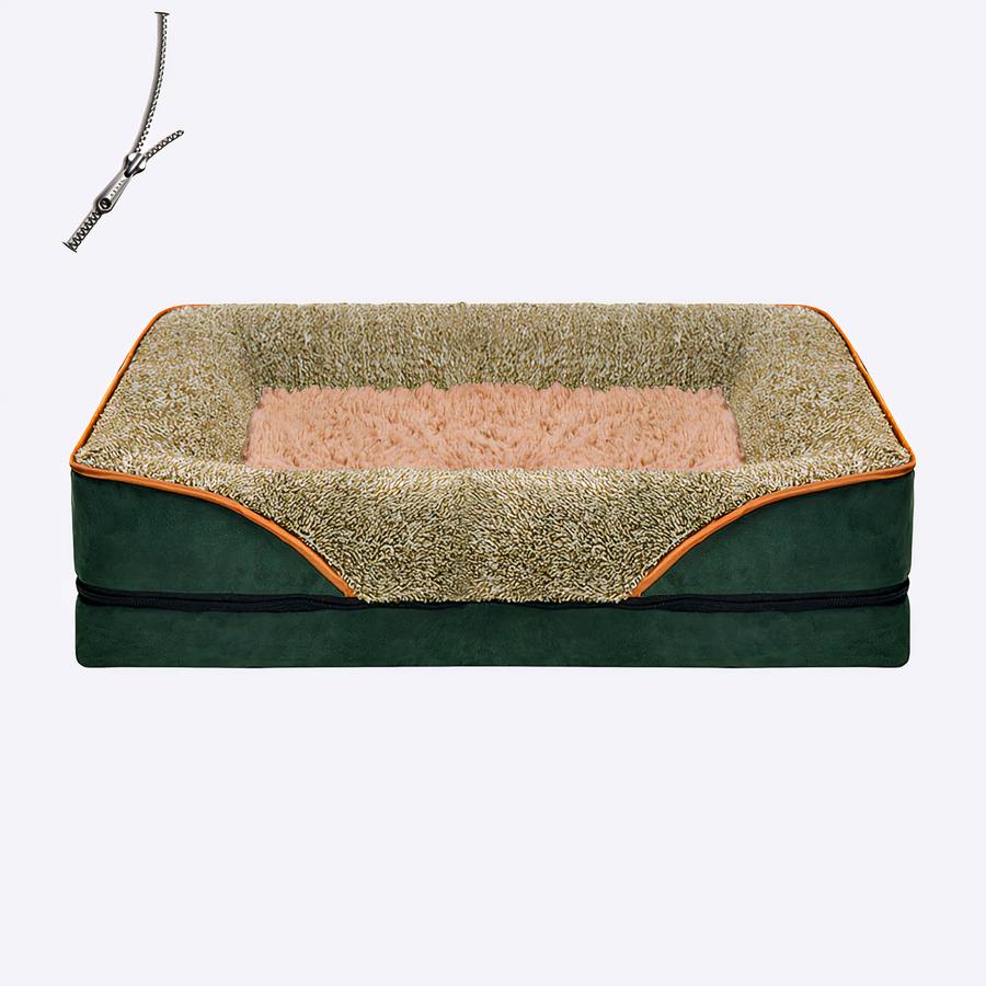 Elegant Green and Beige Dog Sofa Pet Couch Bed