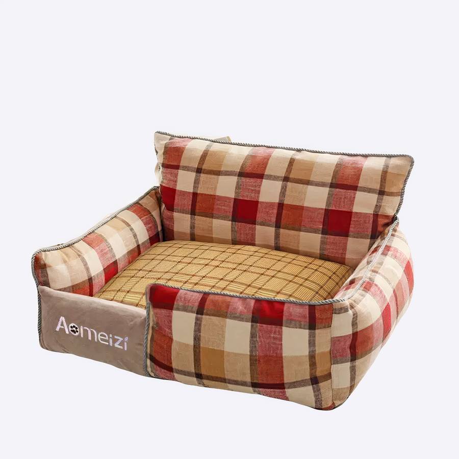 Soft Plush Plaid Dog Couch Pet Bed Small Medium Large Comfortable Lounge Sofa