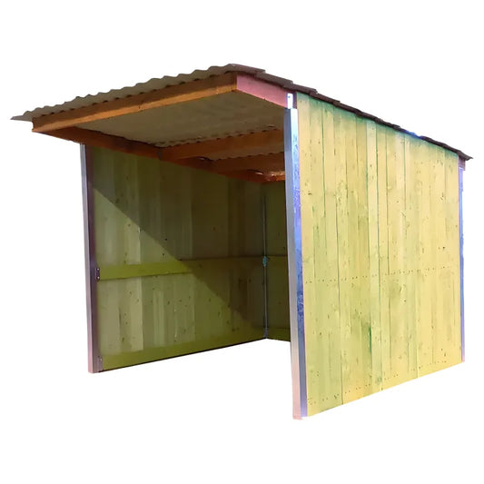 Abri de prairie chevaux en bois simple pente larg. 3 m x prof. 4 m