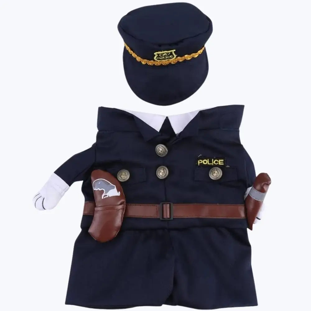 Cat Police Officer Costume Pet Uniform for Cats Halloween Dress Up