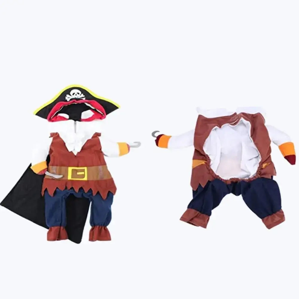 Funny Pirate Cat Costume Halloween Pet Outfit