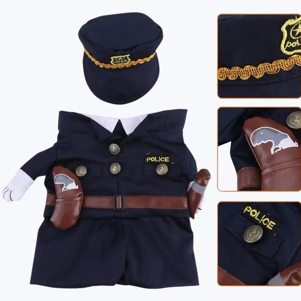 Cat Police Officer Costume Pet Uniform for Cats Halloween Dress Up