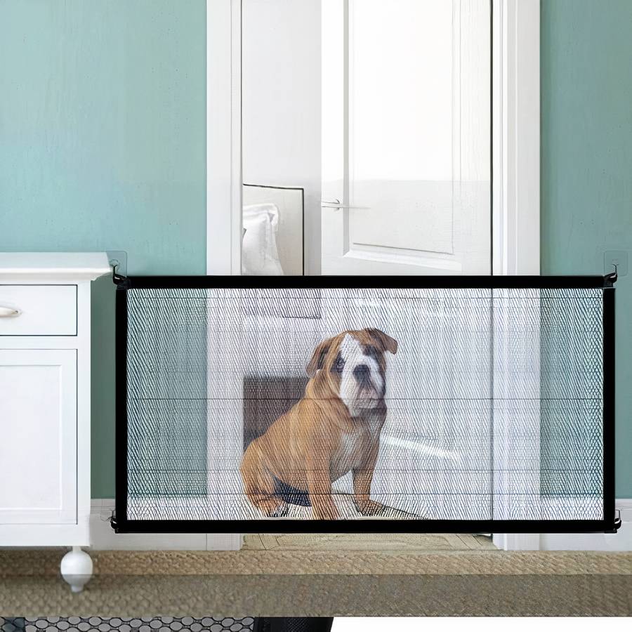 Dog Mesh Gate Barrier Adjustable Pet Gate for Dogs and Puppies
