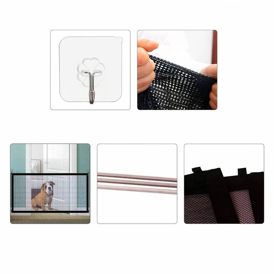 Dog Mesh Gate Barrier Adjustable Pet Gate for Dogs and Puppies
