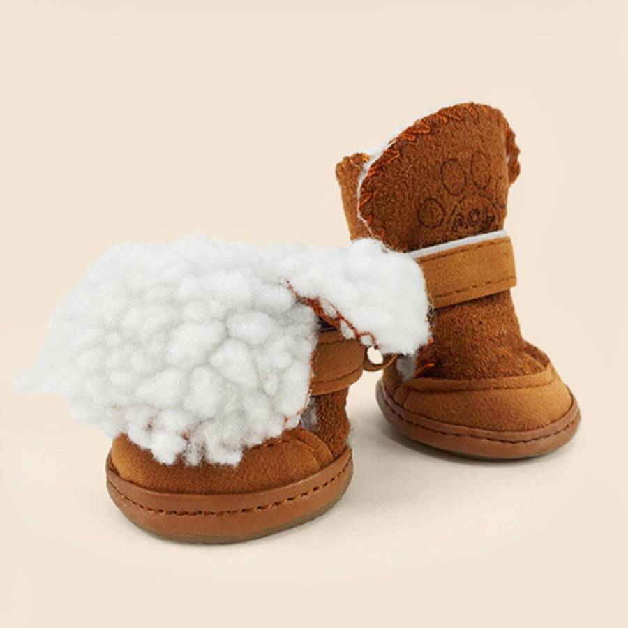 Suede Snow Boots for Small Dogs Waterproof Non Slip Winter Dog Shoes