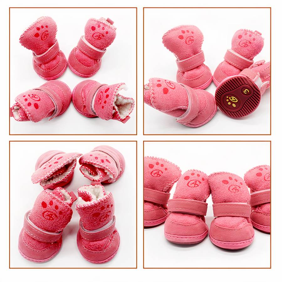 Suede Snow Boots for Small Dogs Waterproof Non Slip Winter Dog Shoes