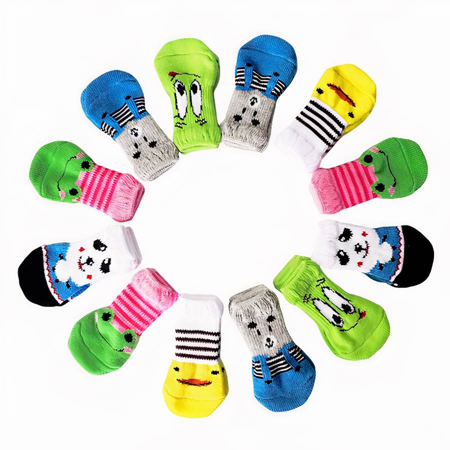 Thick Warm Colorful Dog Slippers Cozy Paw Protectors for Pets