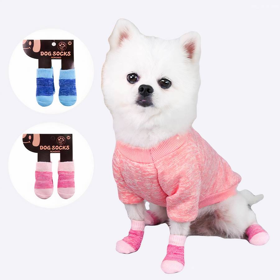Multicolor Cotton Dog Booties Comfortable Soft Pet Socks For Small Medium Dogs