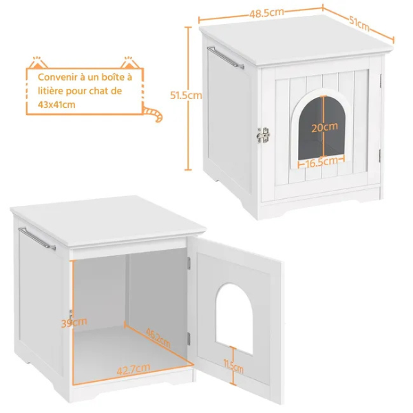 Cat Toilet House with Door 50x53x55cm Litter Box Furniture Enclosure
